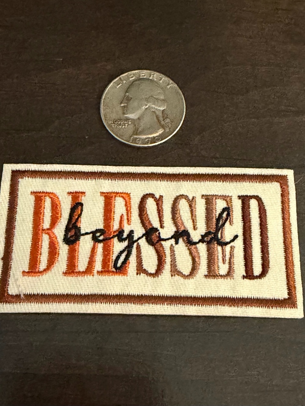 Beyond Blessed Embroidered Patch - Cream, Orange & Brown